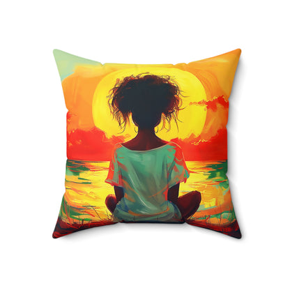 Sun Gazing African American Pillow