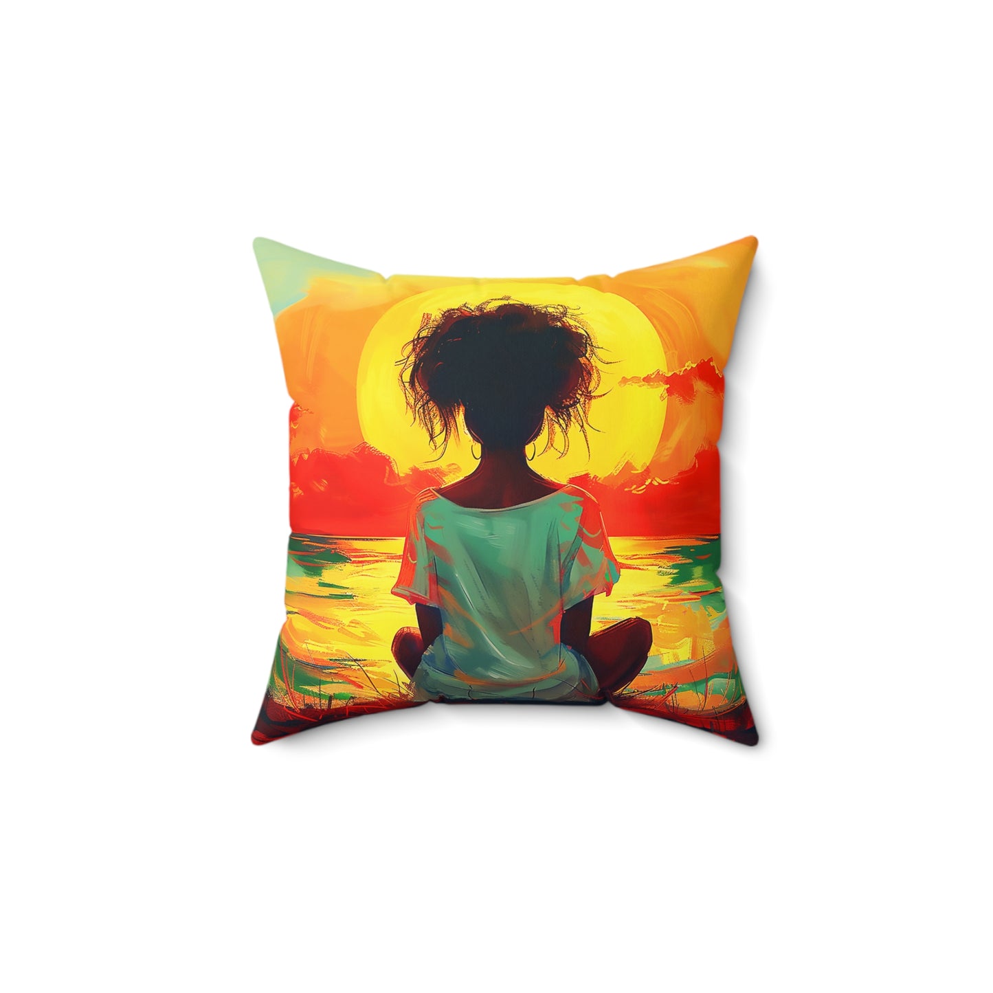 Sun Gazing African American Pillow