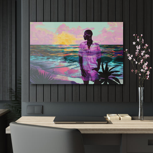 Out at Sea African American Glass Canvas Acrylic Prints Home Decor