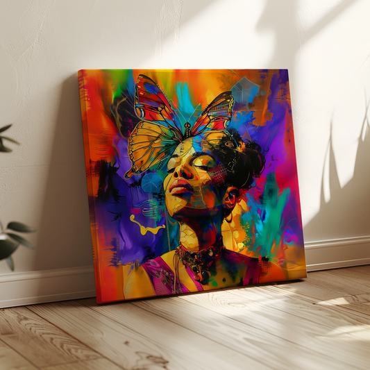 Butterfly Beauty African American Canvas Art
