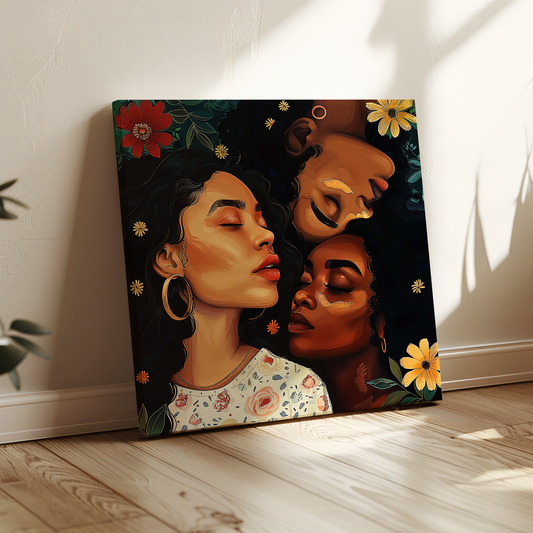 Melanin Chic Women Abstract African American Canvas Art
