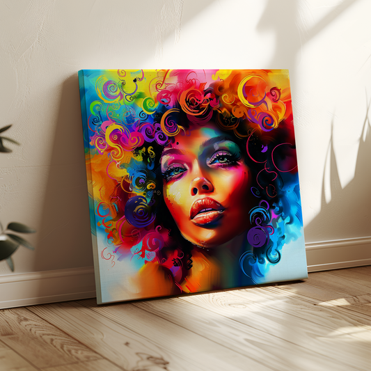 Colorful Beauty African American Canvas Art