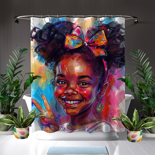Peace Girl African American Shower Curtain