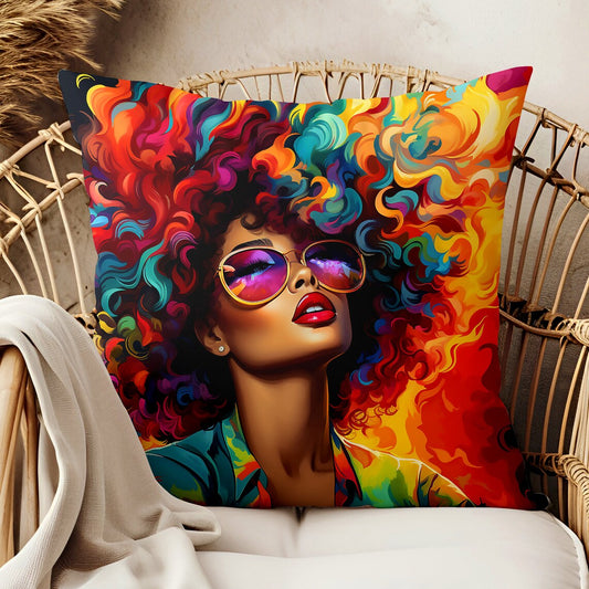 Colorful Beauty African American Pillow