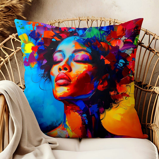 Colorful Melanin Abstract African American Pillow
