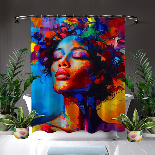 Colorful Melanin Abstract African American Shower Curtain