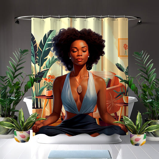 Meditation Girl African American Shower Curtain