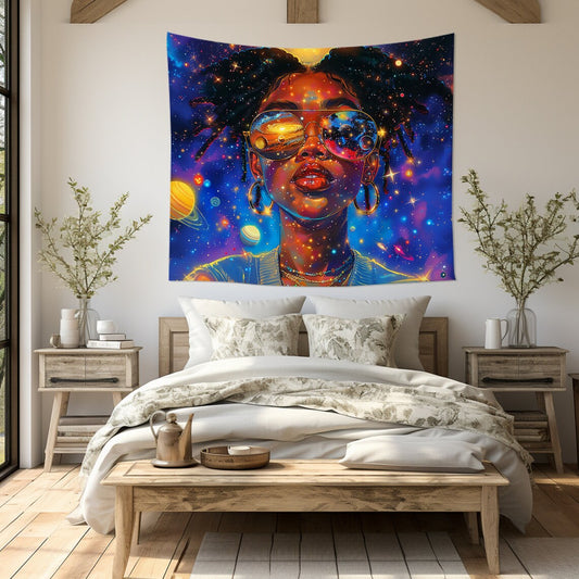 Melanin Planets African American Indoor Wall Tapestry